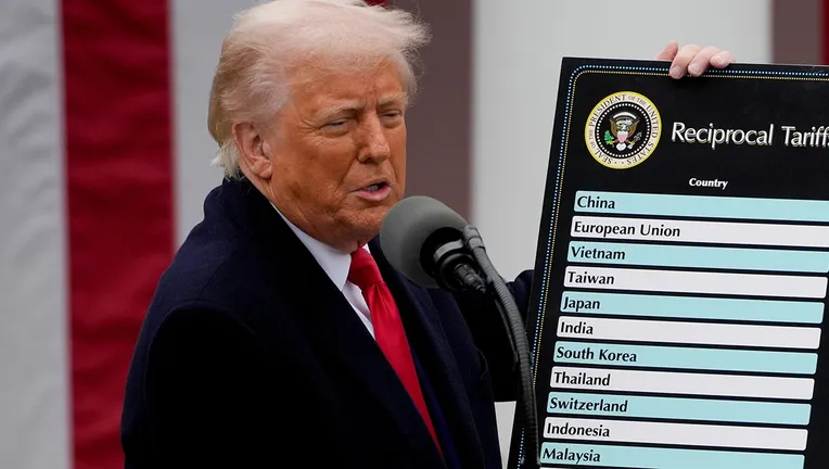 President Trump holds sign